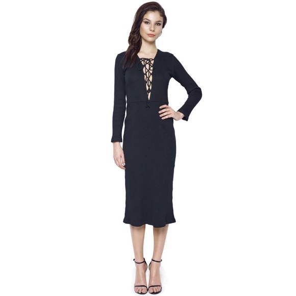 🇨🇦 Lace Me Up Rib Knit Dress Canadian Designer - Picture 3 of 7